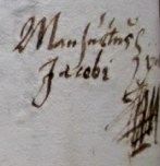Mansuetus Jacobin sinetti nimikirjoitus